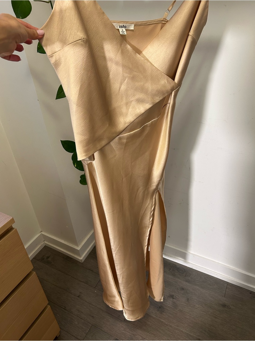 Satin Slip Dress in Champagne